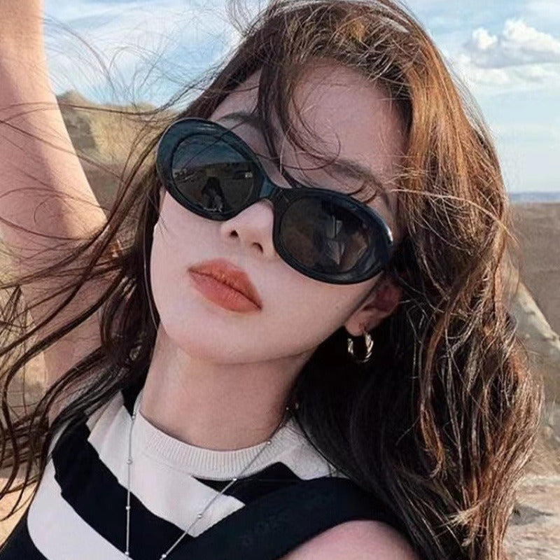 Polarized sunglasses fashionable cat eye frame sunglasses women's driving sun protection sunglasses