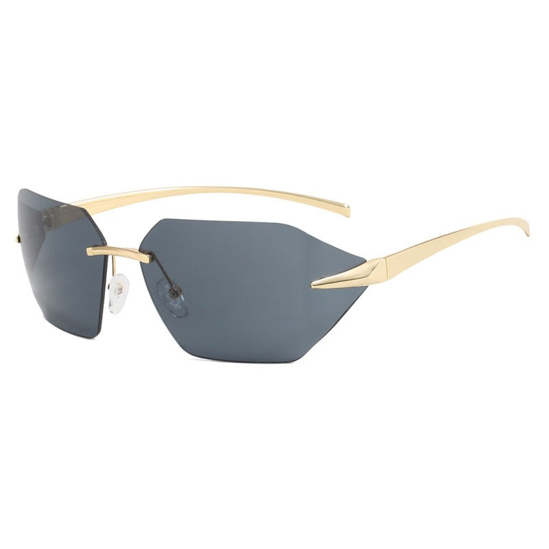 Frameless one-piece sunglasses for women's fashionable and personalized sunglasses