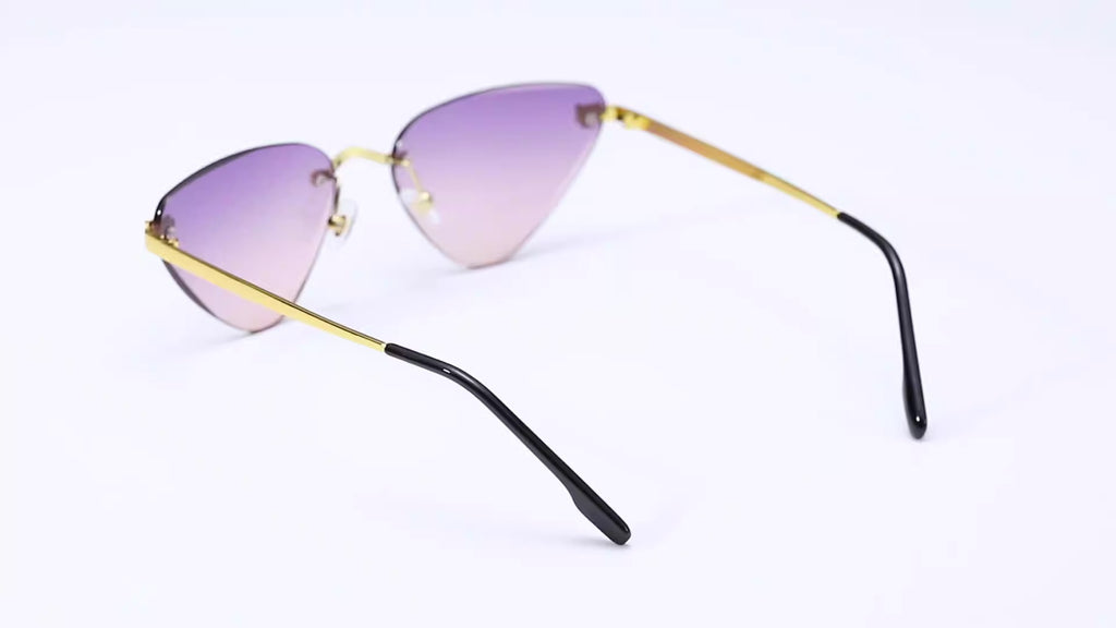 women's rimless cutaway sunglasses