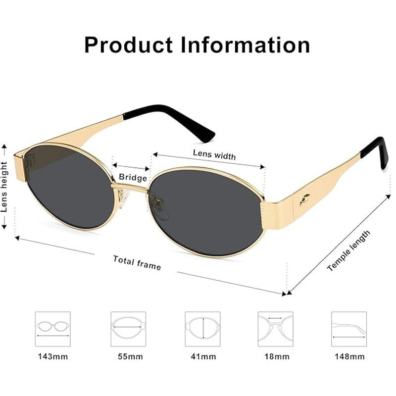 Sojos Womens Gold Frame Retro Oval UV 400 Protection Sunglasses Shades