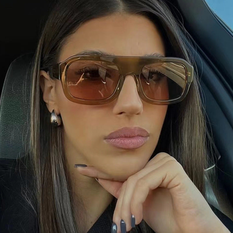 Single beam large frame square sunglasses, new personalized sunglasses, cross-border sunglasses, women's Instagram, same trend
