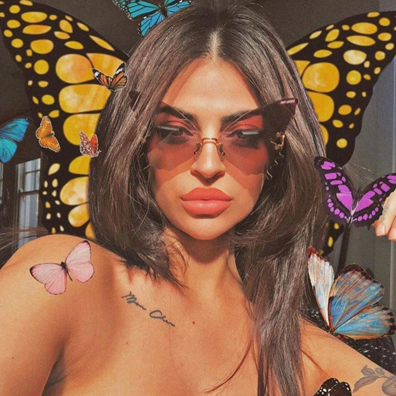 New Butterfly Sunglasses Women's Fashion Large Frame Gradient Sunglasses Trend Street Shooting Sunglasses