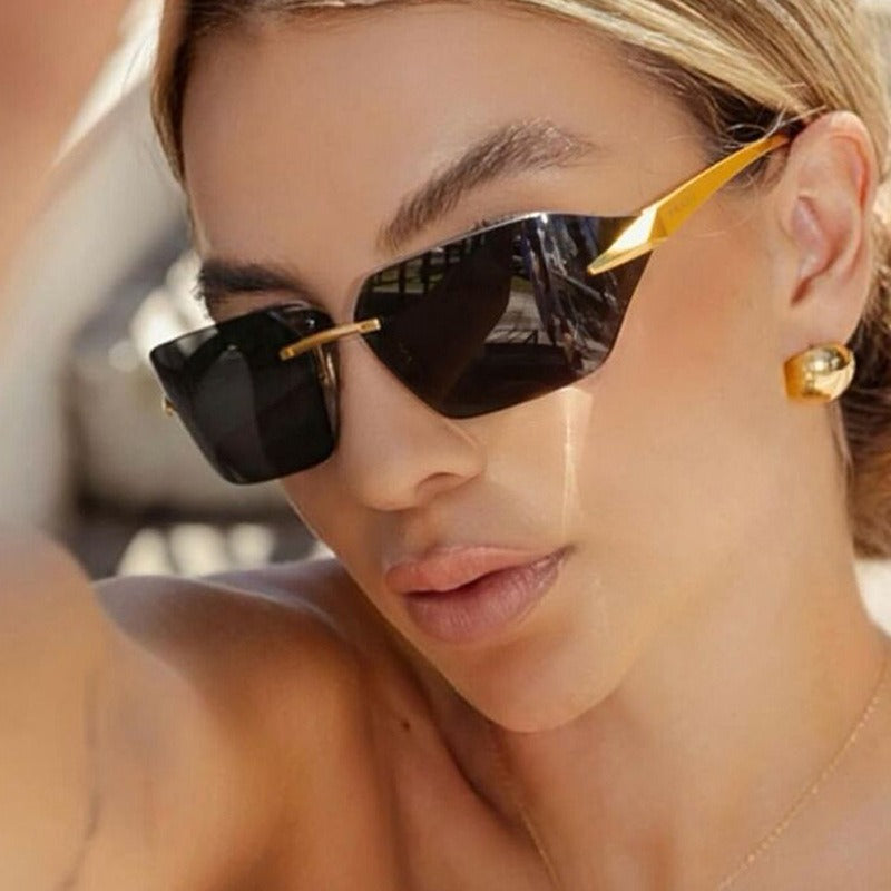 Frameless one-piece sunglasses for women's fashionable and personalized sunglasses