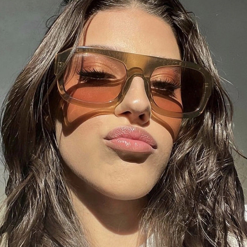 Single beam large frame square sunglasses, new personalized sunglasses, cross-border sunglasses, women's Instagram, same trend