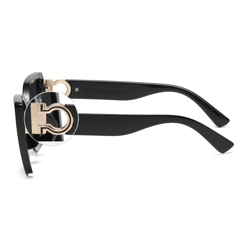 Classic Ladies Fashion Cateye Sunglasses Leopard Luxury Brand Semi Rimless Women Sunglasses