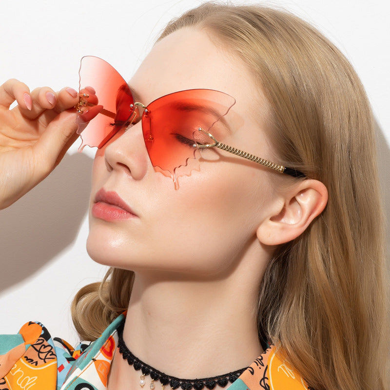 New Butterfly Sunglasses Women's Fashion Large Frame Gradient Sunglasses Trend Street Shooting Sunglasses