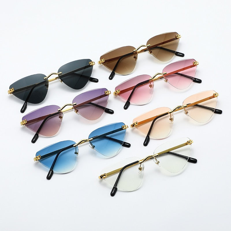 women's rimless cutaway sunglasses