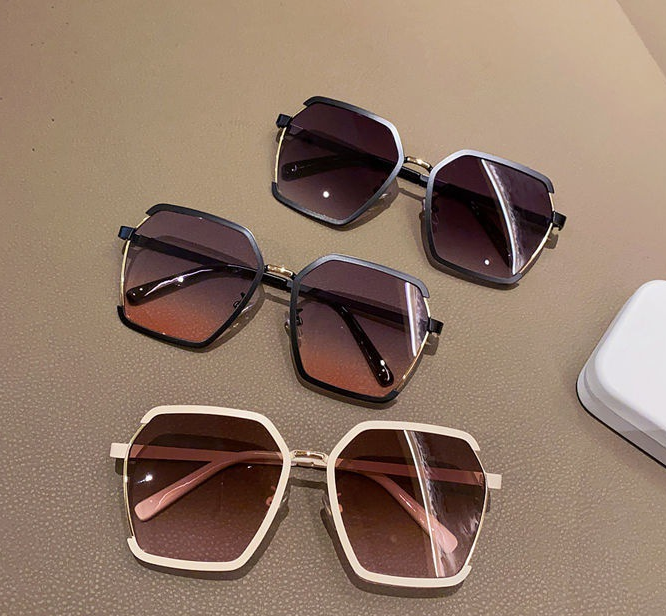 Nice Shape Polygonal Sunglasses Women Luxury Designer Metal Irregular Glasses Super Quality Ladies Sunglasses UV400