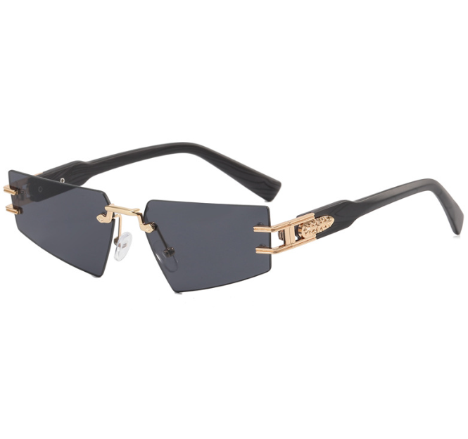 Wood grain leg sunglasses glasses frameless gray sunglasses