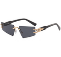 Wood grain leg sunglasses glasses frameless gray sunglasses