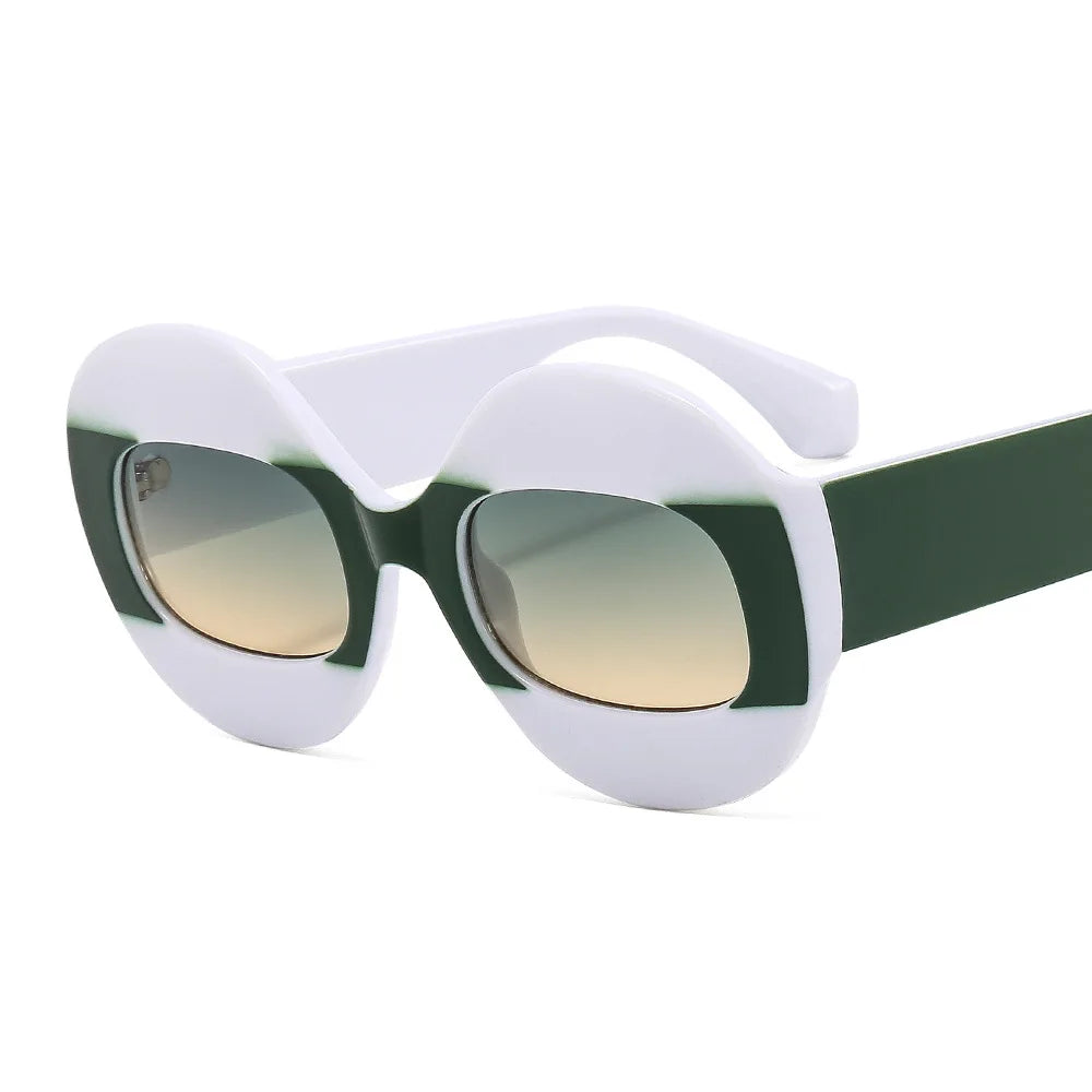 Fashion Round Contrast Color Women Sunglasses Retro Oval Clear Gradient Lens Shades UV400 Men Trending Punk Sun Glasses