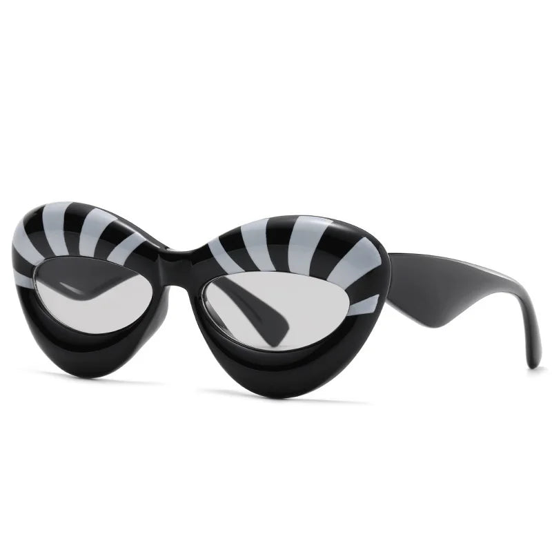 New Fashion Women Stripe Cat Eye Sunglasses For Men Luxury Brand Designer Female Sun Glasses Vintage Eyewear Shades UV400 Oculus