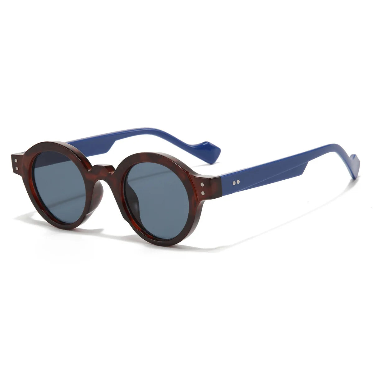 Round Sunglasses Men Punk Double Color Shades UV400 Retro Rivets Decoration Women Trending Sun Glasses Clear Lens Frame