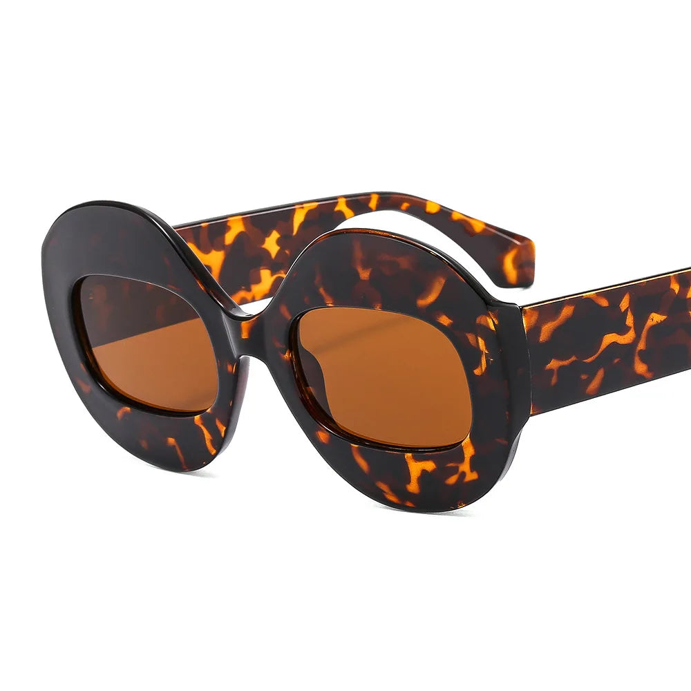Fashion Round Contrast Color Women Sunglasses Retro Oval Clear Gradient Lens Shades UV400 Men Trending Punk Sun Glasses