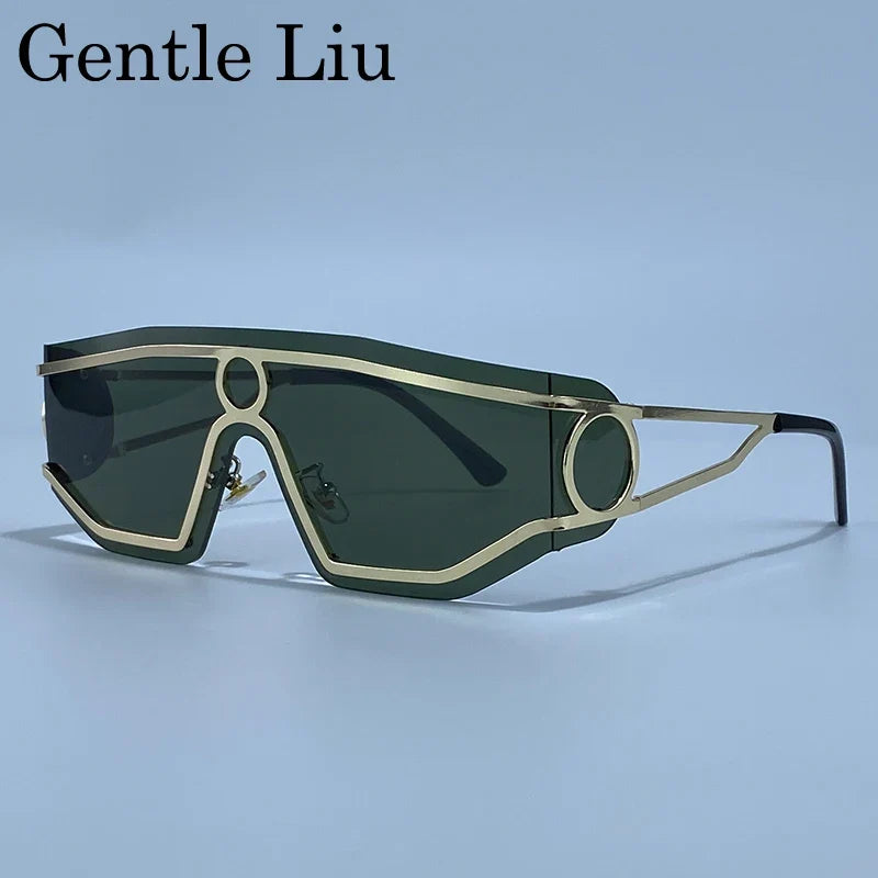 Rimless One-Piece Punk Sunglasses Women 2026 Luxury Brand Shield Wrap Around Goggle Sun Glasses For Lady Outdoor Eyewear Shades